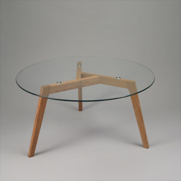 TABLE BASSE A CAFÉ CHÊNE ET VERRE